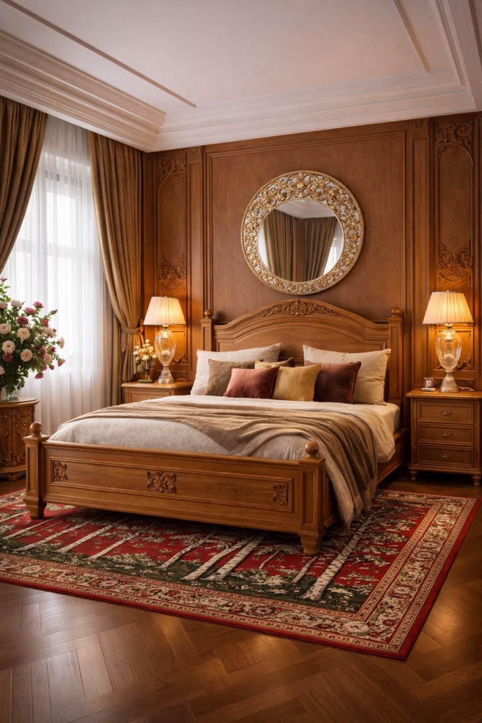 Kashmir walnut bedroom with parquet floor