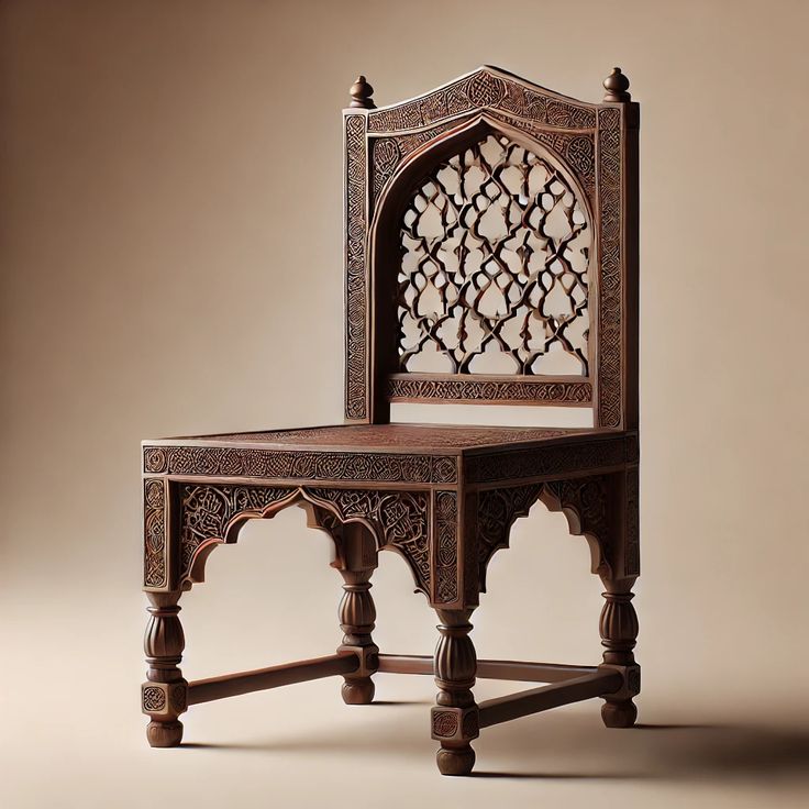 Moorish lattice carved chair
