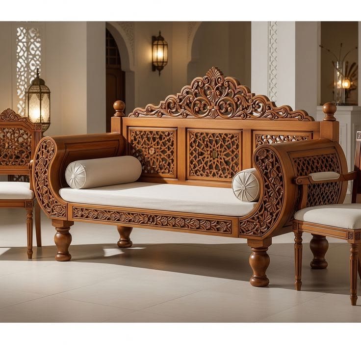 Kashmir carved daybed